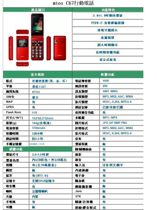 MTO C67 行動電話