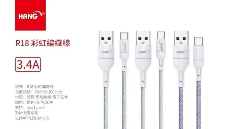 藍-HANG-R18-TC-1米(65W)彩虹編織線