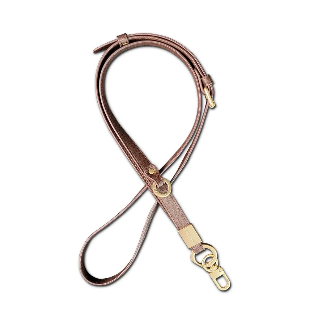 棕 可調式皮革掛繩 (暟)