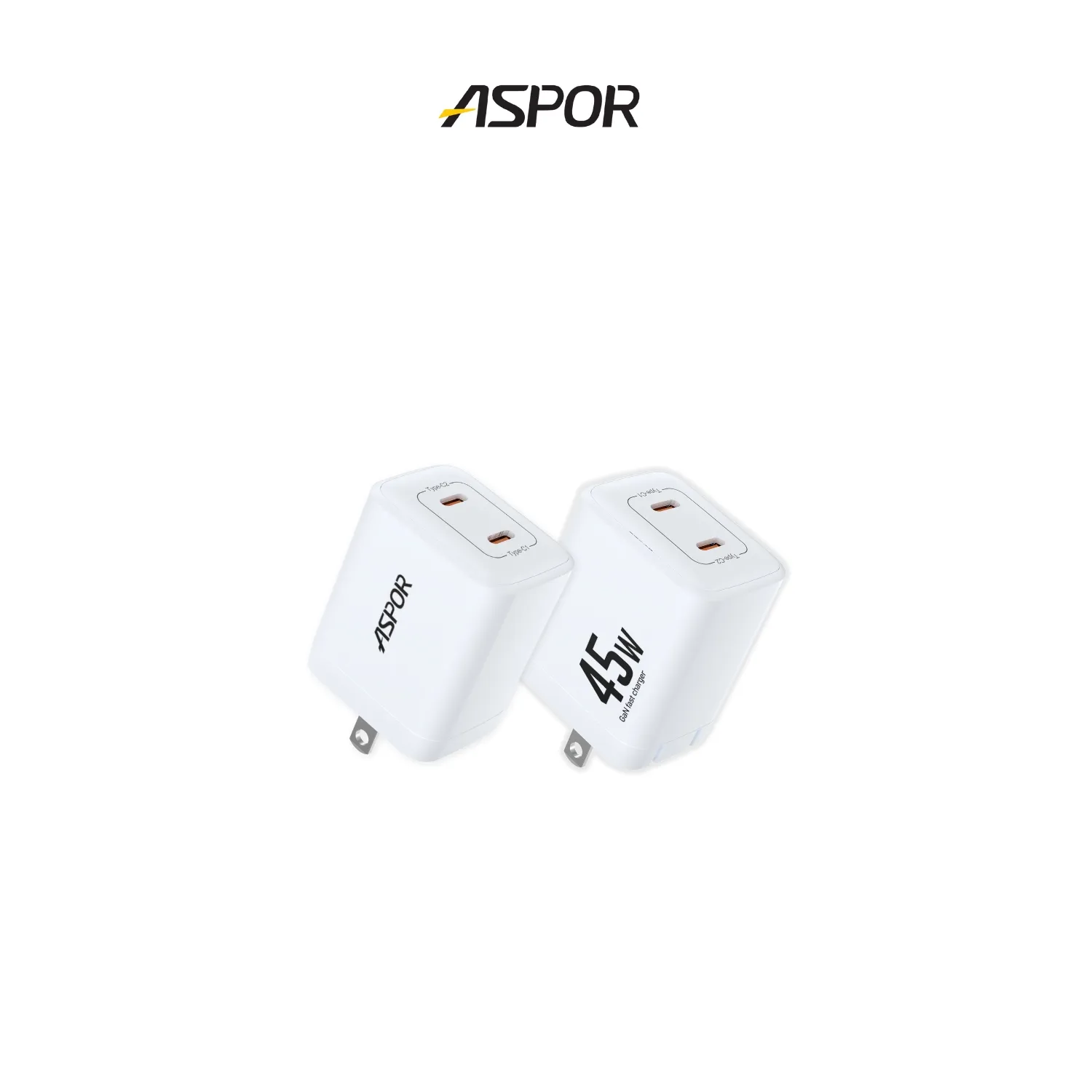 ASPOR 氮化鎵GaN雙PD 45W快充頭DS-333