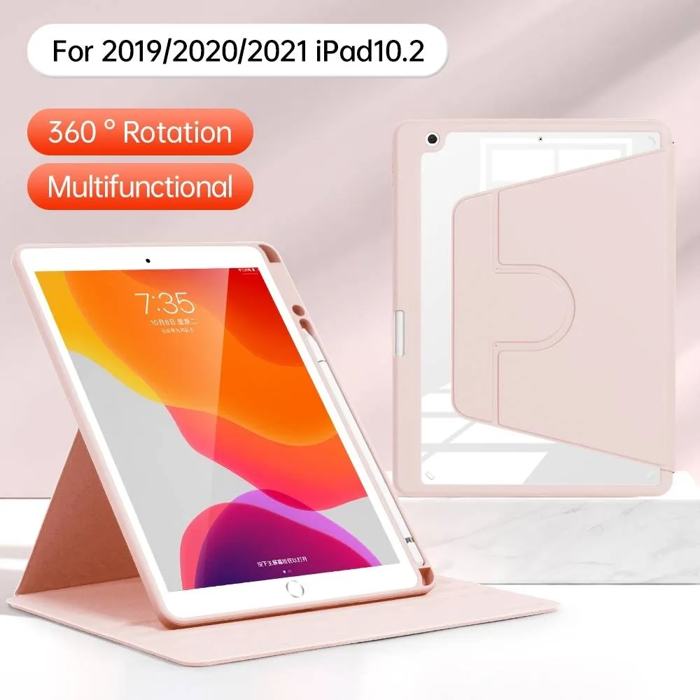 粉-IPAD9/IPAD 10.2 / 10.5 旋轉平版套(含筆槽)-暟