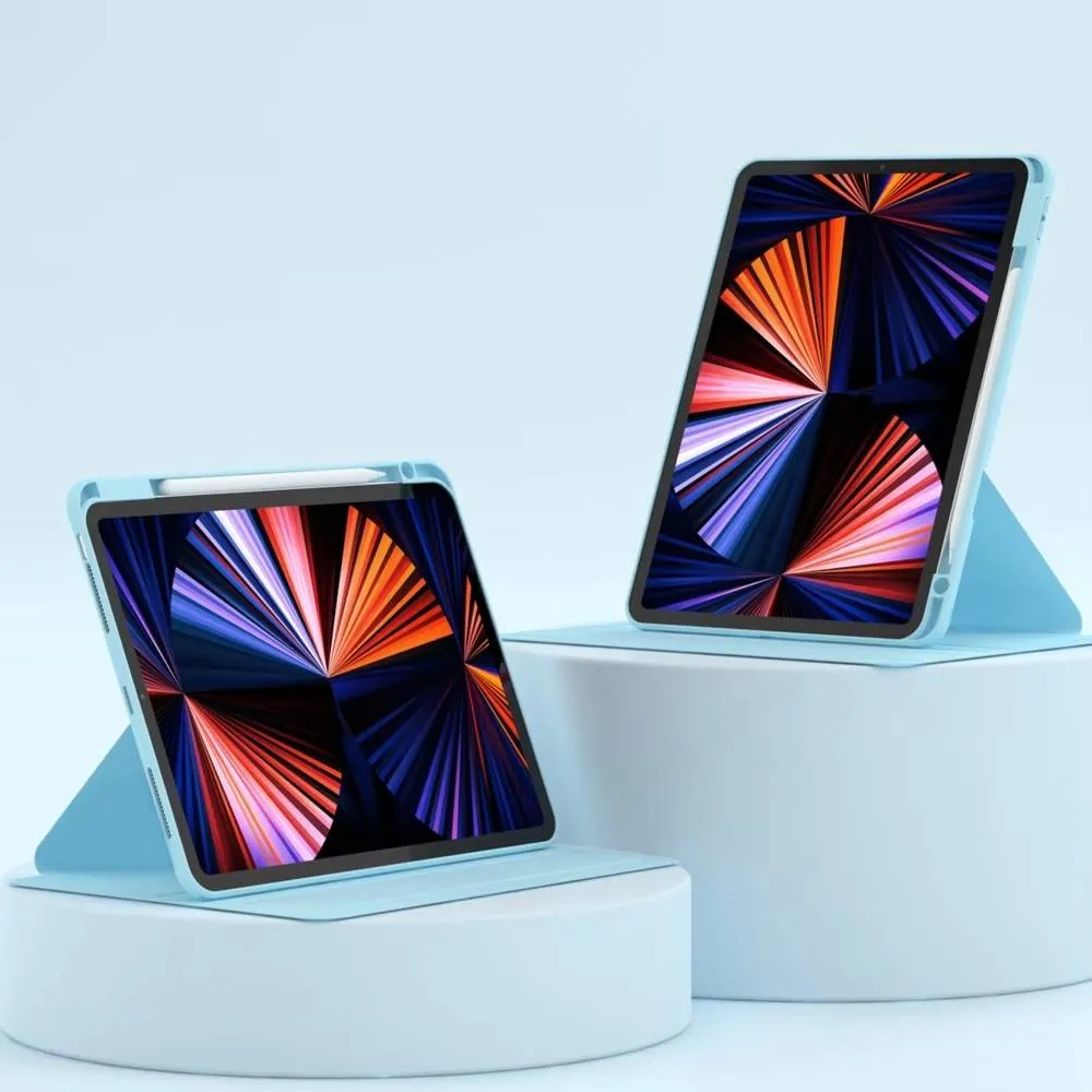 藍-IPAD9/IPAD 10.2 / 10.5 旋轉平版套(含筆槽)-暟