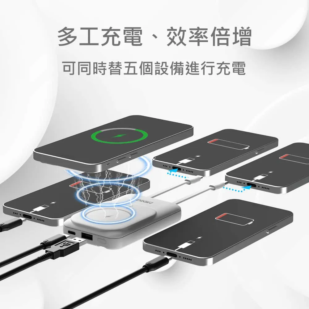 MiniQ MD-BP075 Qi 15W自帶雙線數顯磁吸無線閃充行動電源
