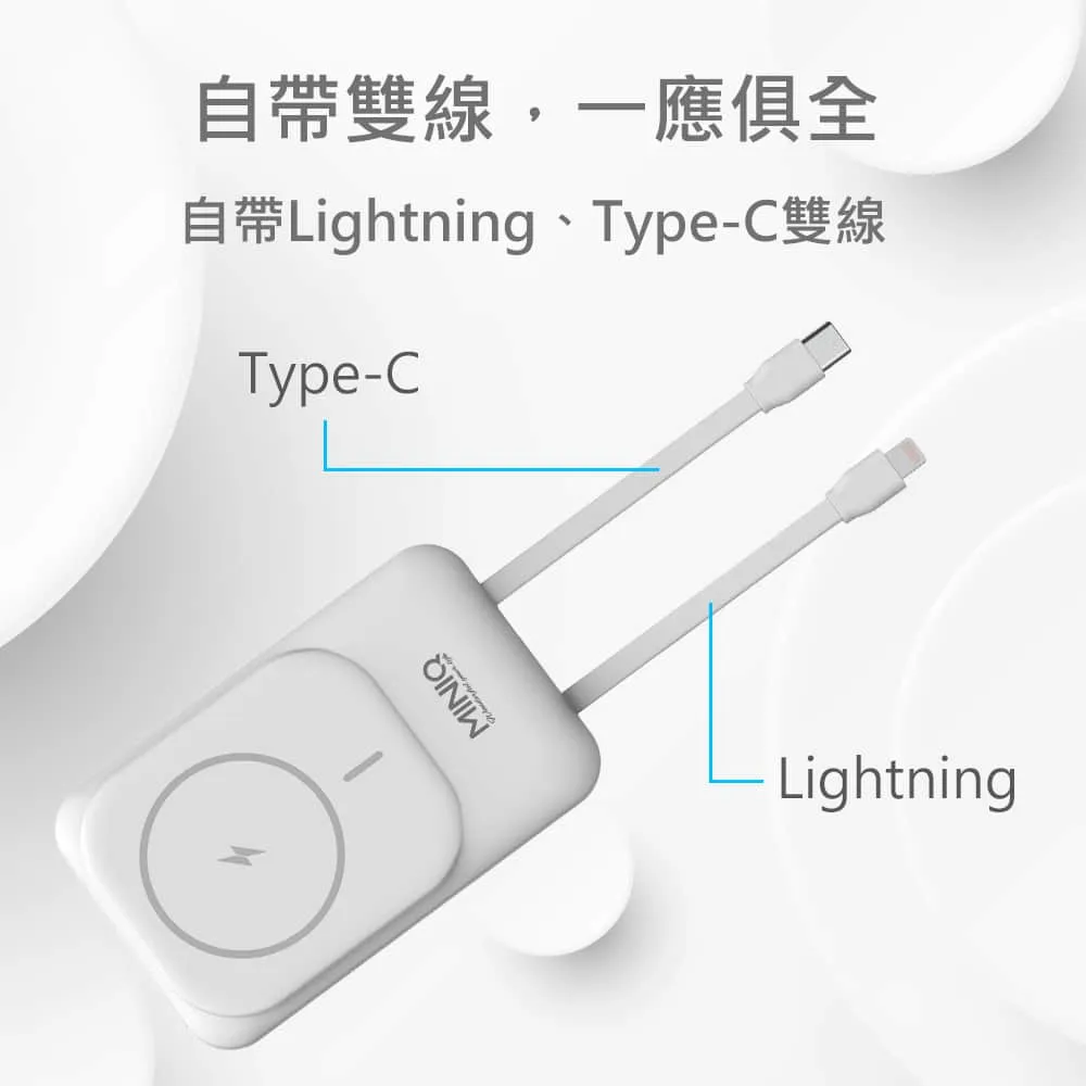 MiniQ MD-BP075 Qi 15W自帶雙線數顯磁吸無線閃充行動電源