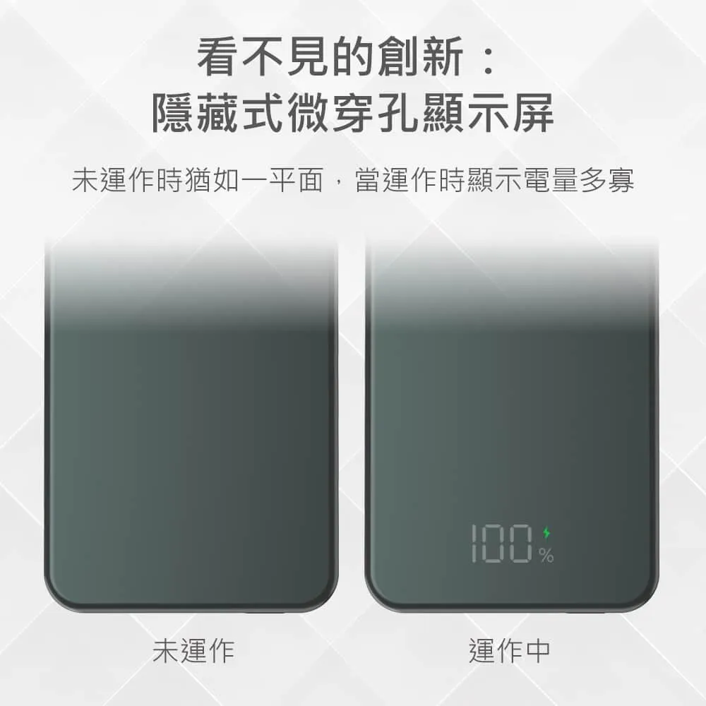MINIQ 數顯鋁合金/10000mAh/15W磁吸式無線閃充行動電源
