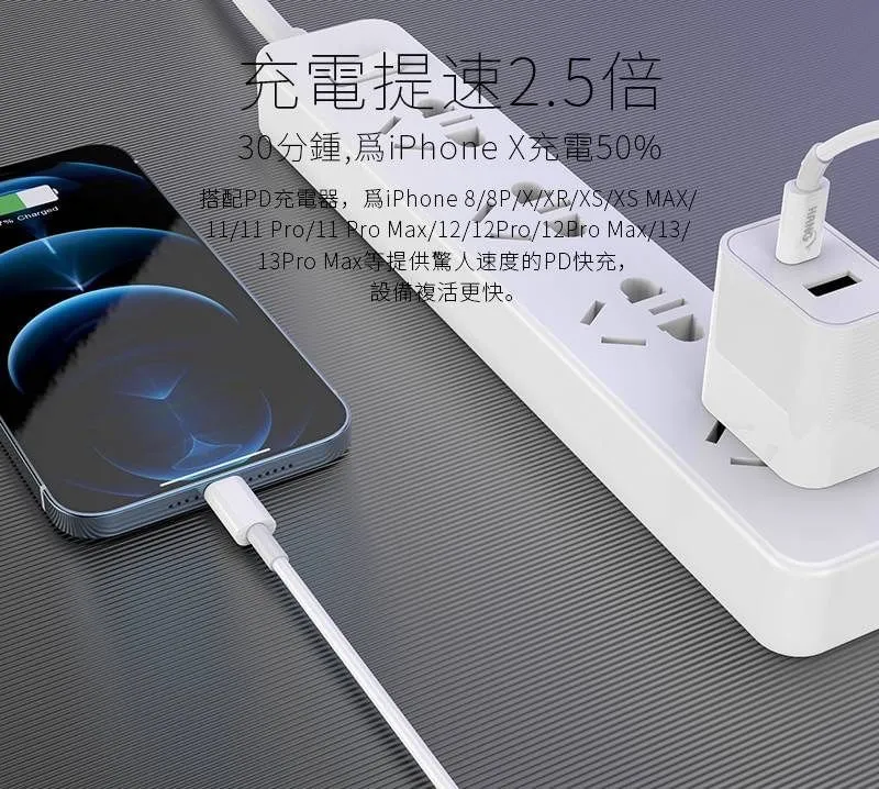 白-Hang-CL1-1米(C To Lighting)傳輸充電線