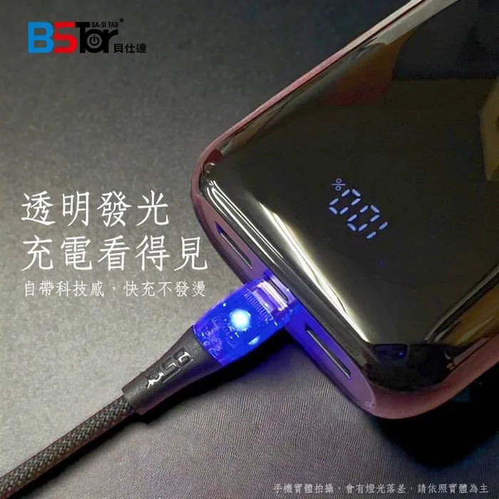 白-CC15- CtoC 100W 透明發光快充線-寶