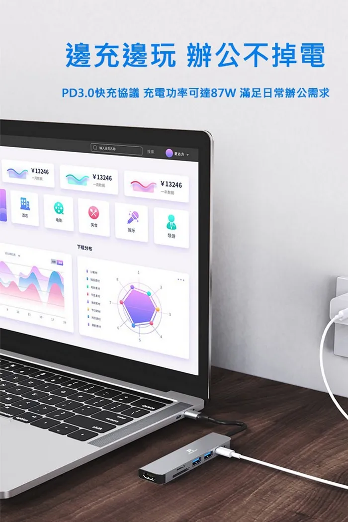 PowerRider HB-P6 4K六合一 充電傳輸集線器