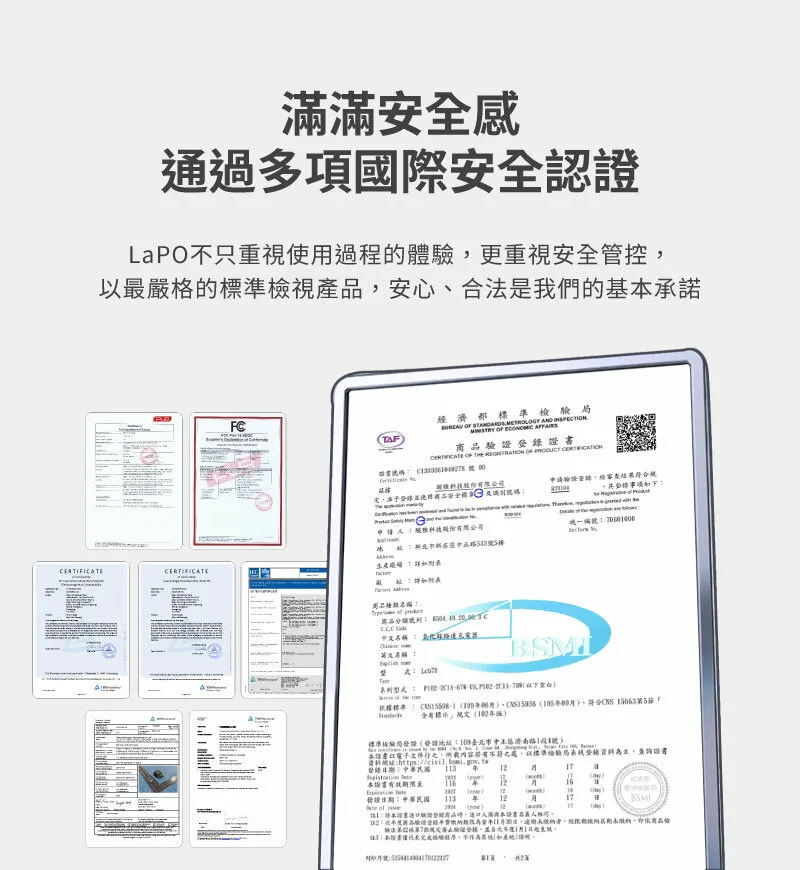 LaPO 70W 氮化鎵3口極速充電器 Lch70