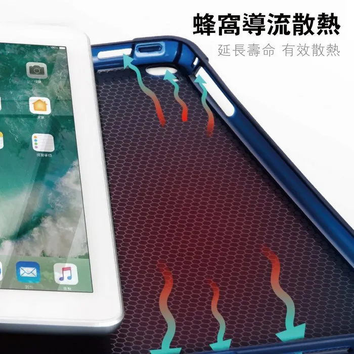 黑 iPad/2017/18/Air/Air2 筆槽多折共用皮套 暟