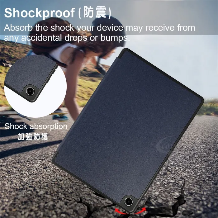 玫瑰金 三星Tab A9+ 11吋 三折(筆槽)共用皮套