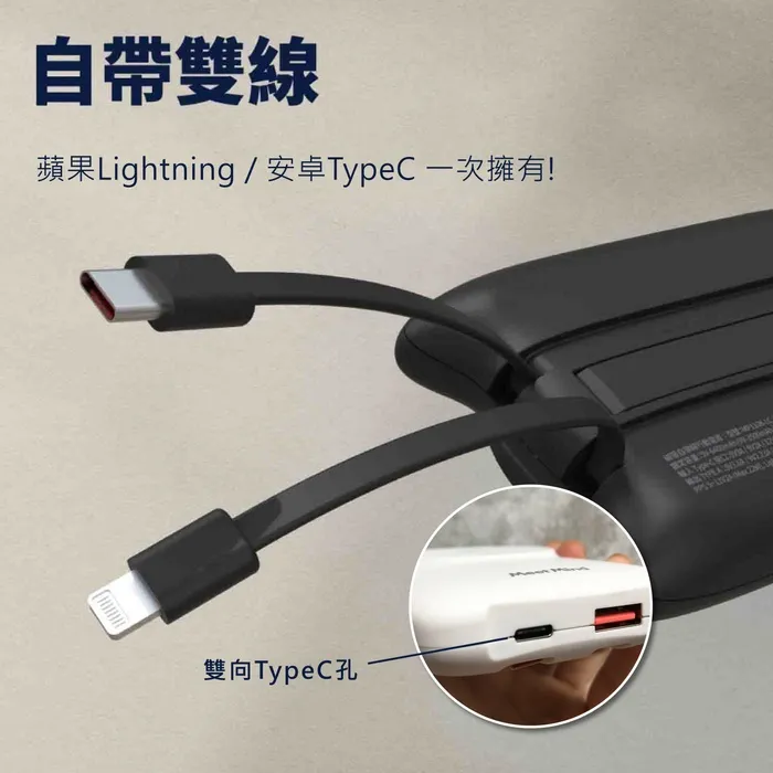 MEETMIND 閃電貓 22W 磁吸式自帶線行動電源