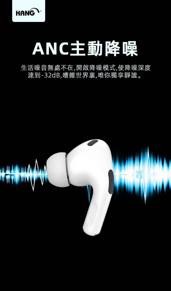 白 HANG W01顯示型無線充電藍牙耳機