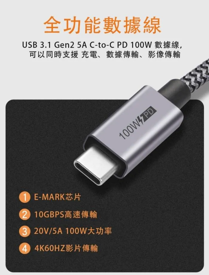 GEN2- 3.3(CtoC編織)最高支援100充電(含包)