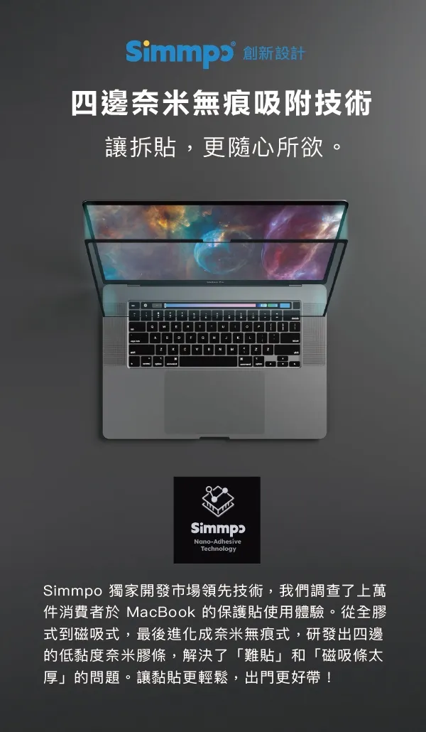 SIMMPO MACBOOK 13.6 TUV 防窺簡單貼