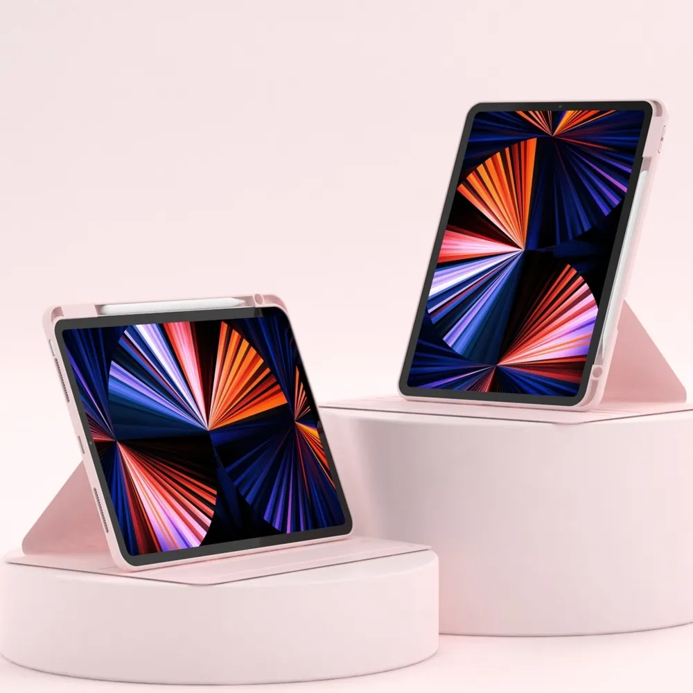粉-IPAD 10 10.9 旋轉平版套(含筆槽)-暟