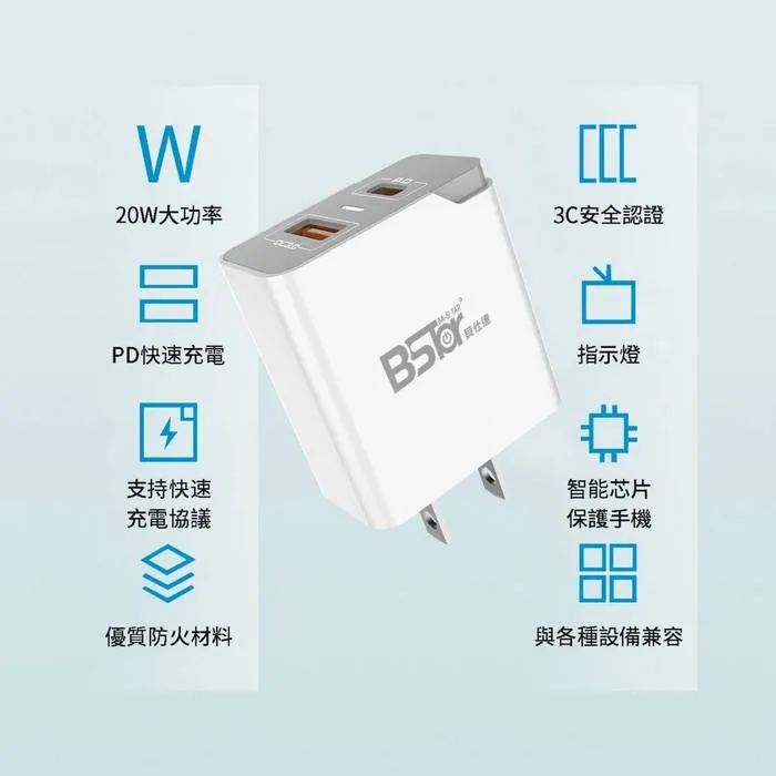 黑 AD-03-(PD+QC3.0)快速閃充電器