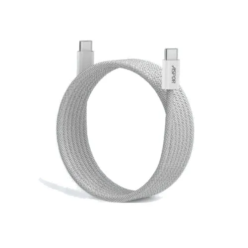 雪灰白 ASPOR磁吸捲捲線100W C TO C(1.3M)-寶