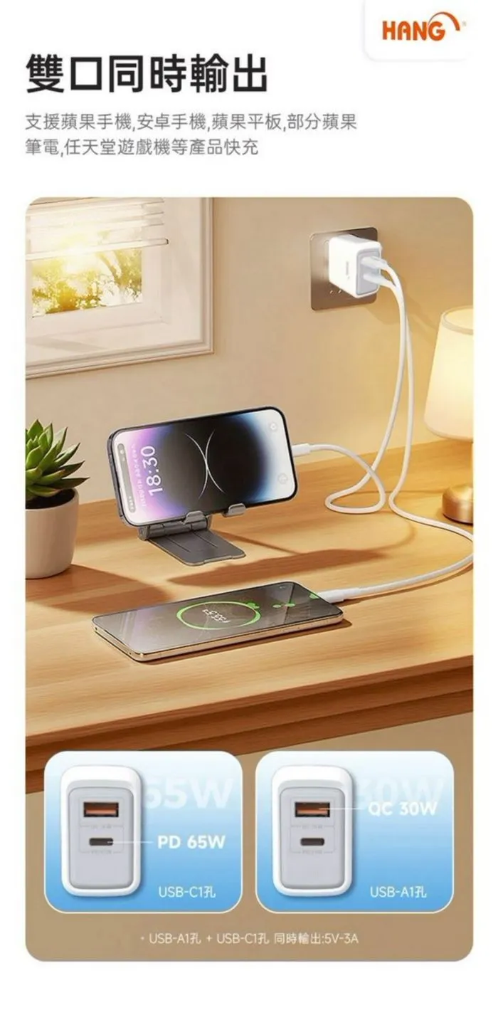 (PD+QC+PPS) C35 65W 氮化鎵 快速閃充電器(HANG)