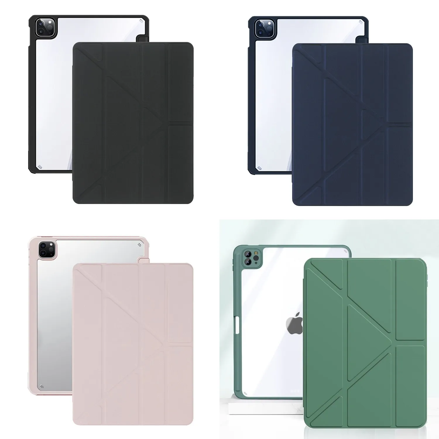 綠-IPAD 10 10.9 (2022) Y折皮套(PC背板)-暟