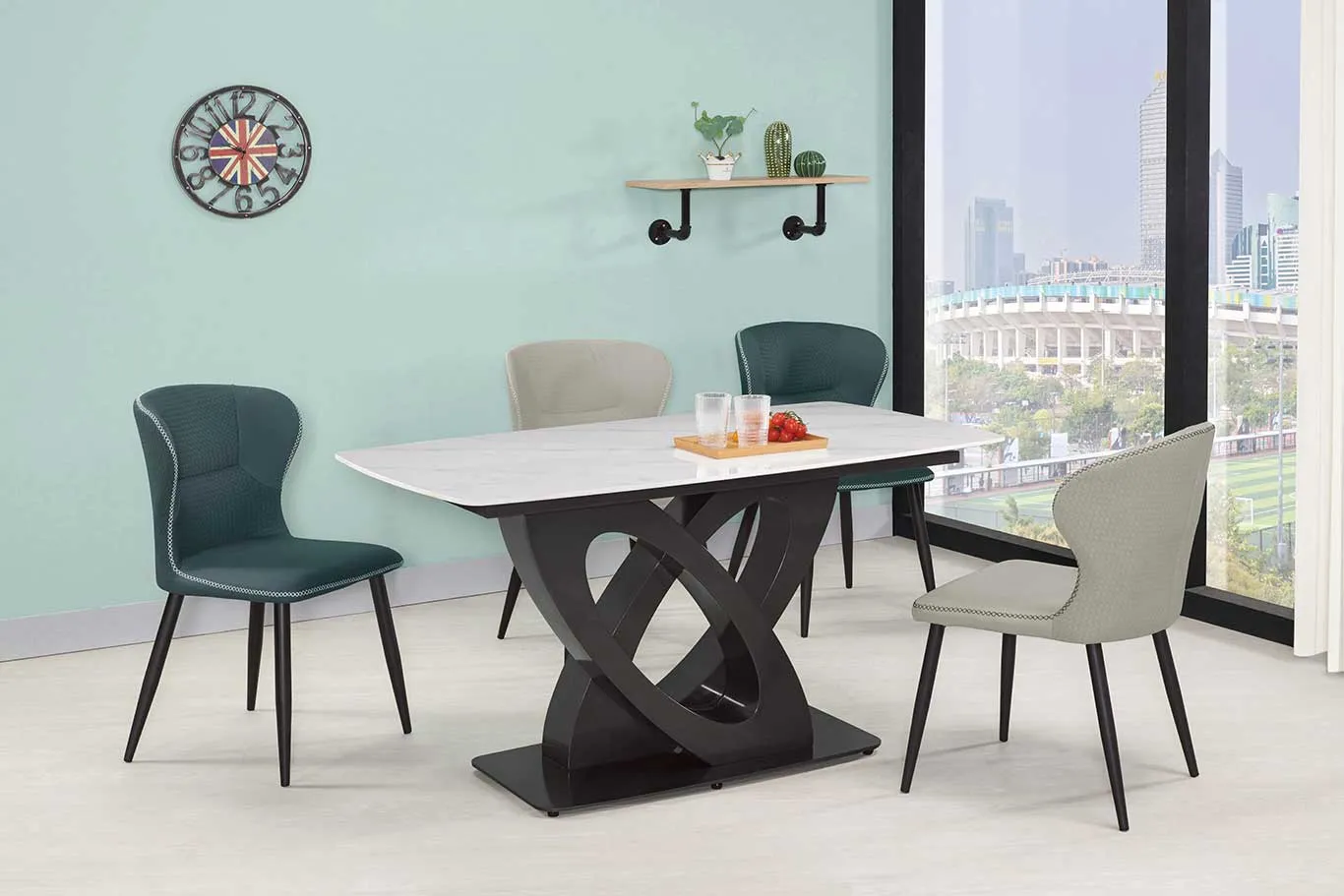 羽析雙環岩板餐桌 /狄蜜皮餐椅