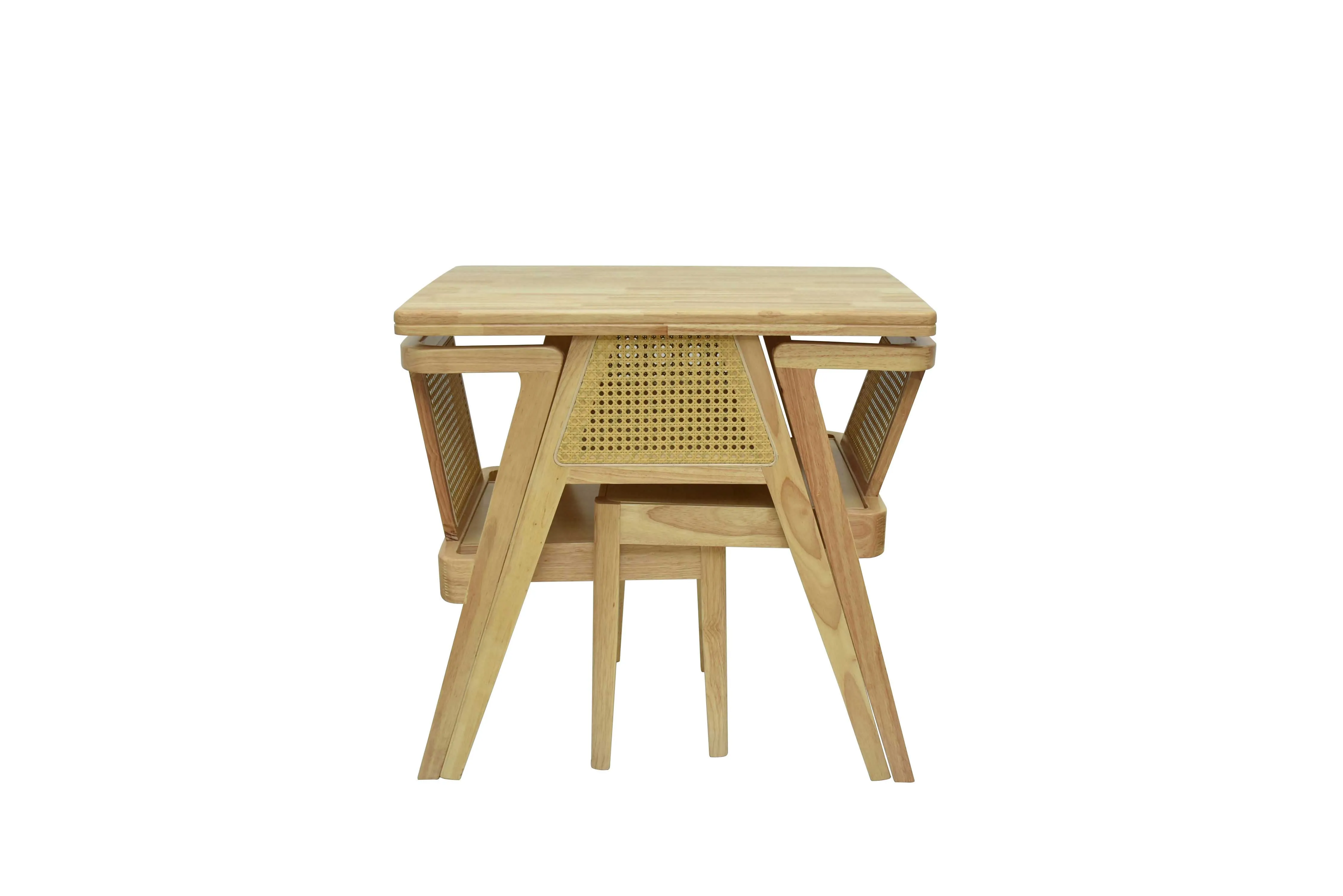 和風仿藤編實木桌椅組(全組)