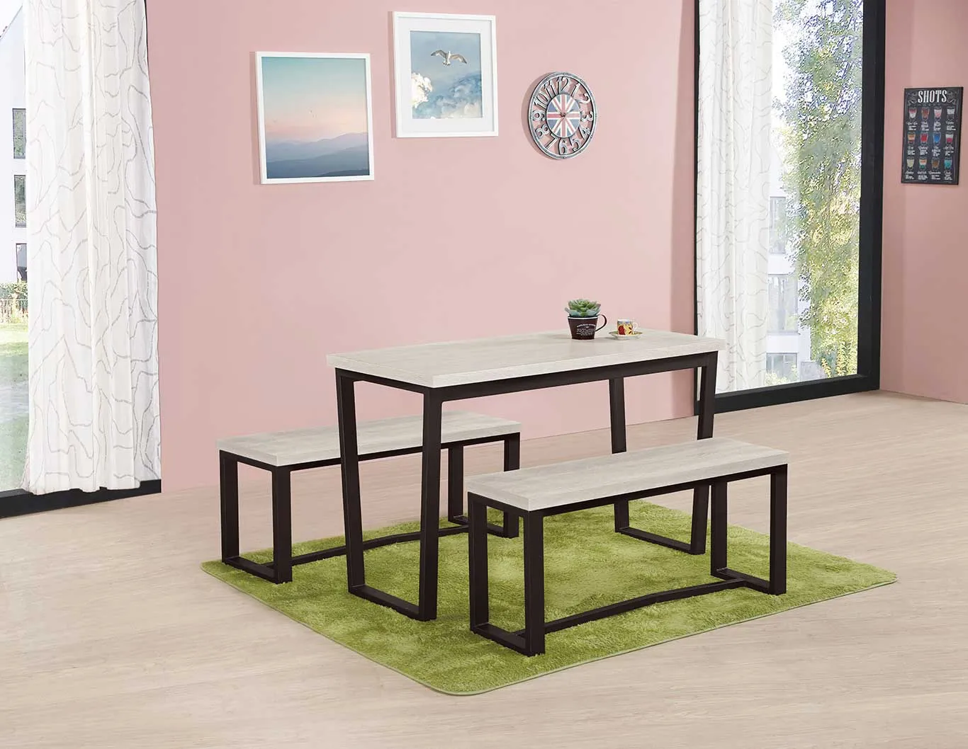 木面餐桌 /長板凳