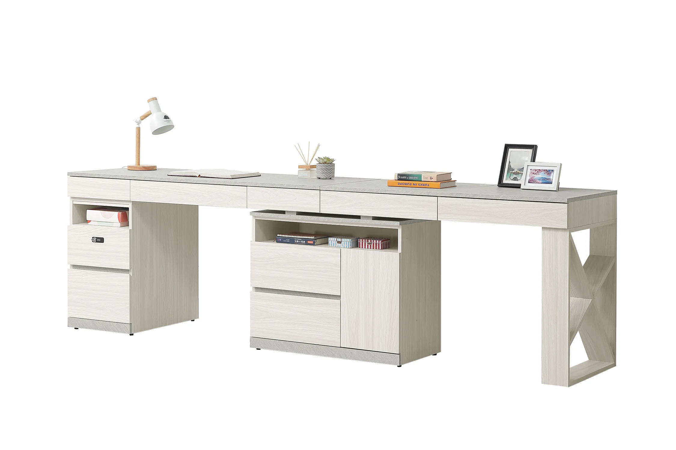 黛拉8.9尺九抽組合書桌(全組)