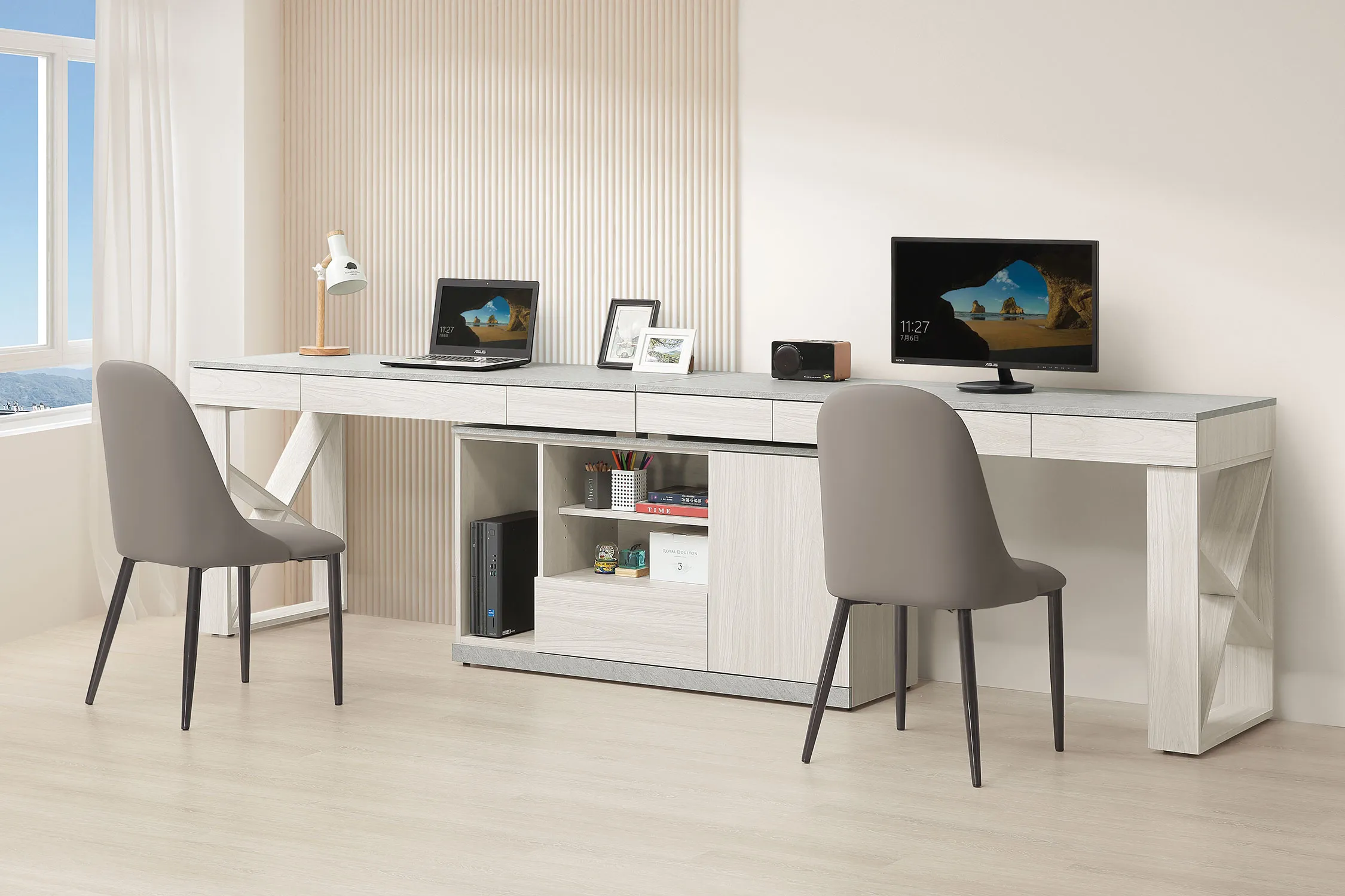 黛拉9.9尺七抽組合書桌(全組)