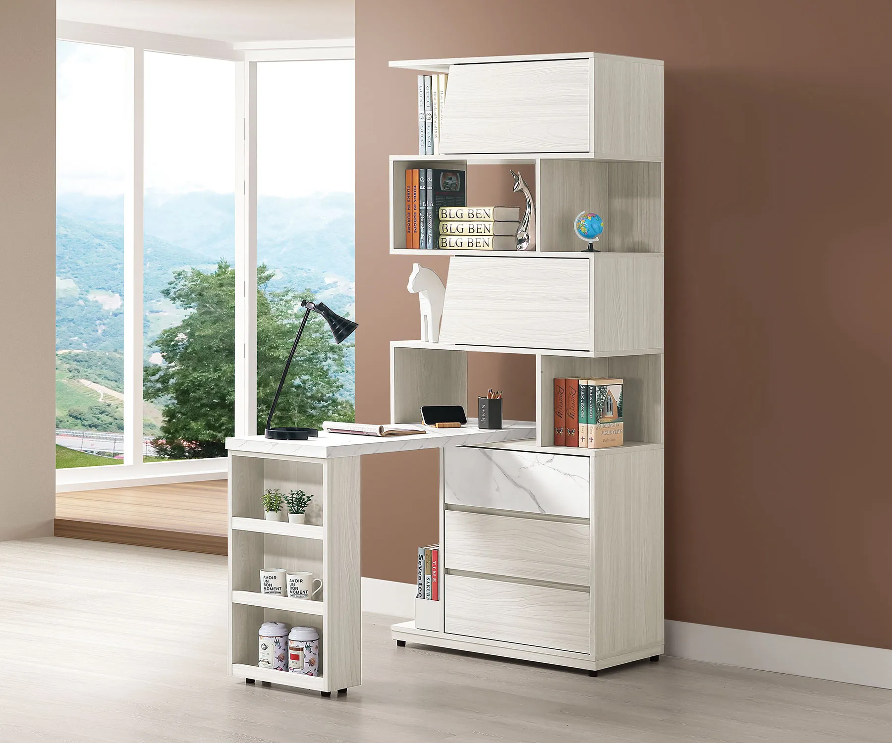 彌奧4尺組合書桌櫃(抽右/左抽.全組)