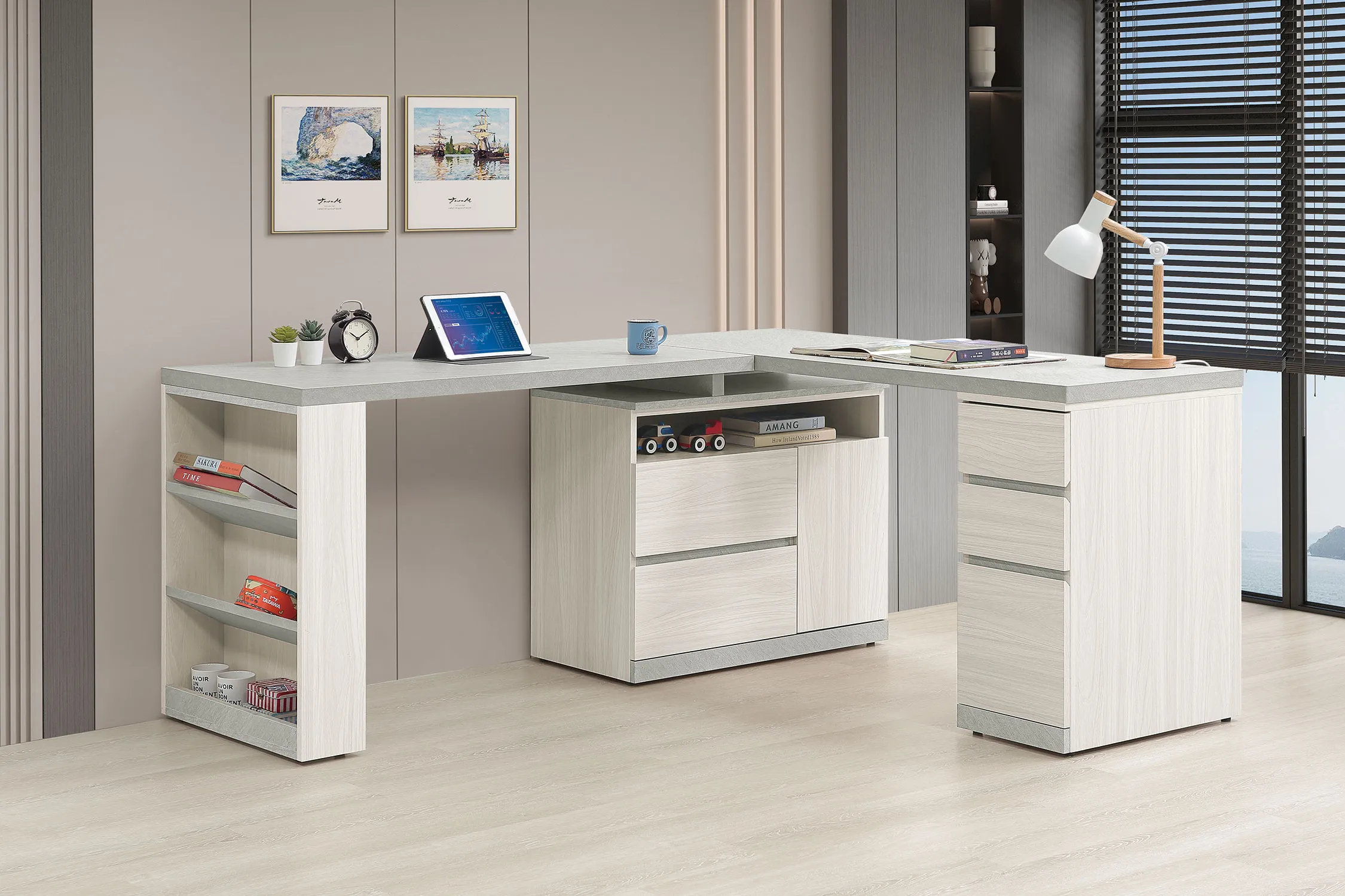 黛拉5.8尺多功能組合書桌(全組)