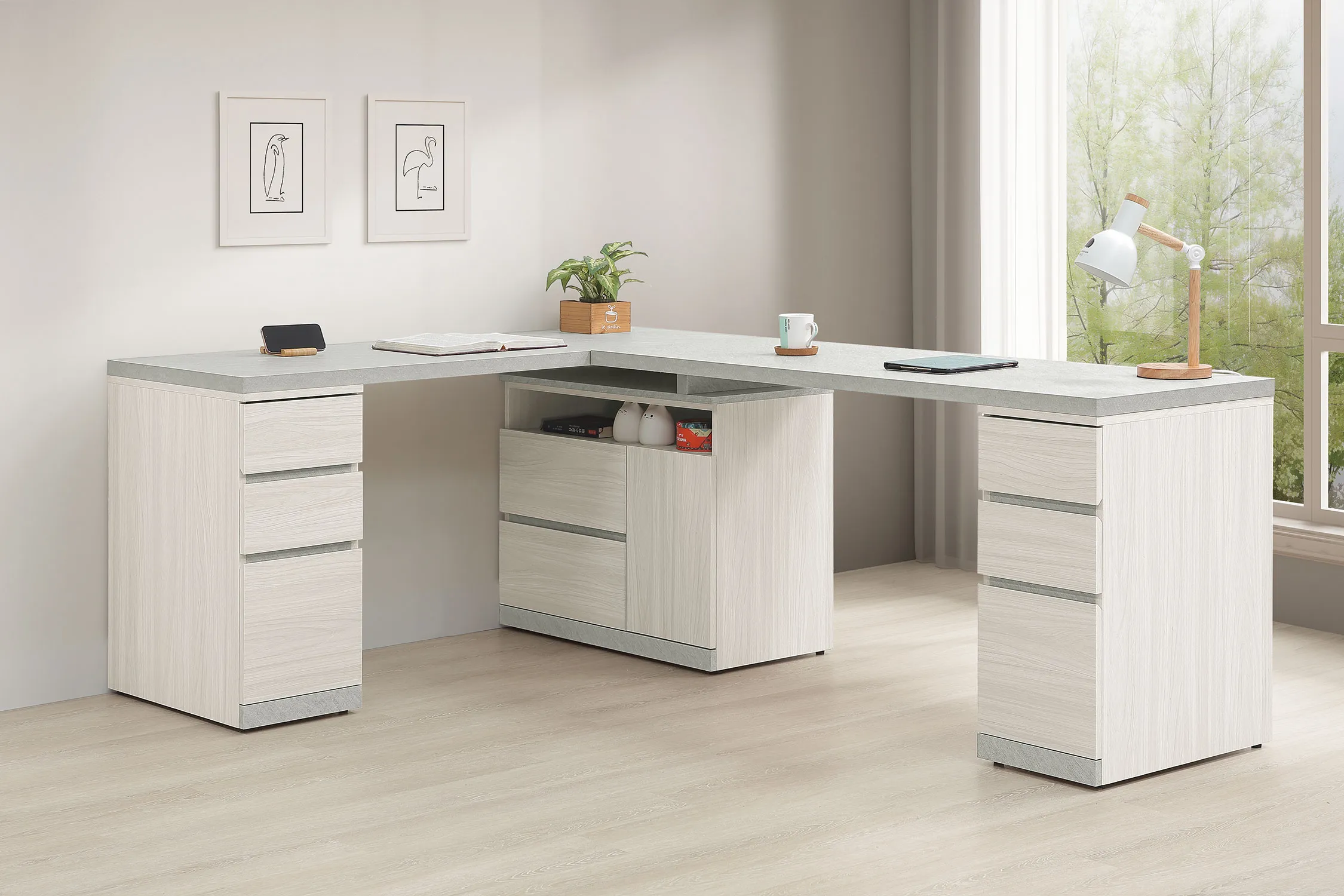 黛拉6.8尺多功能組合書桌(全組)