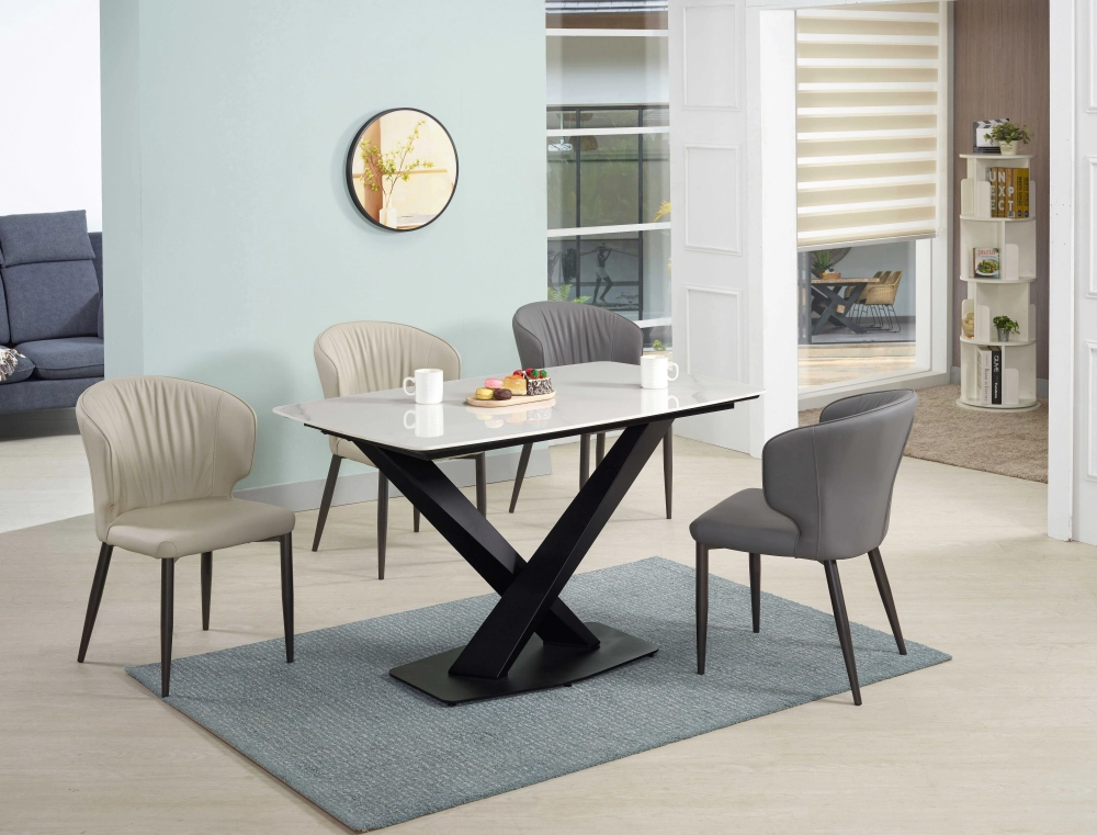 亭楓岩板餐桌/羅格斯貓抓皮餐椅