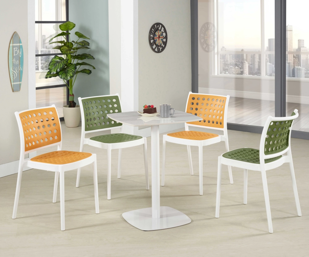 白色方桌 /餐椅 