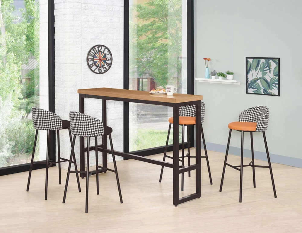 木面吧台桌/皮面吧台椅