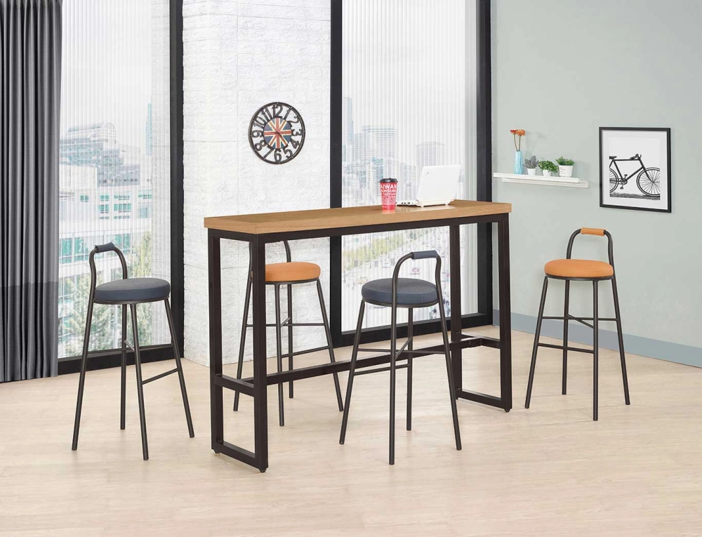 木面吧台桌/皮面吧台椅