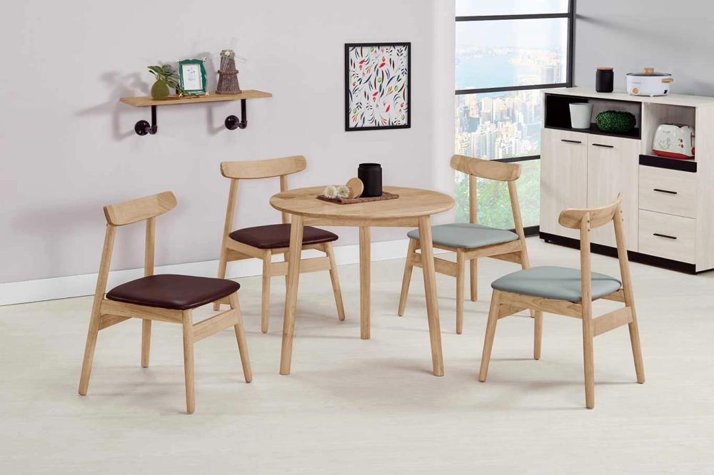 雅莉實木圓桌/越前實木皮餐椅