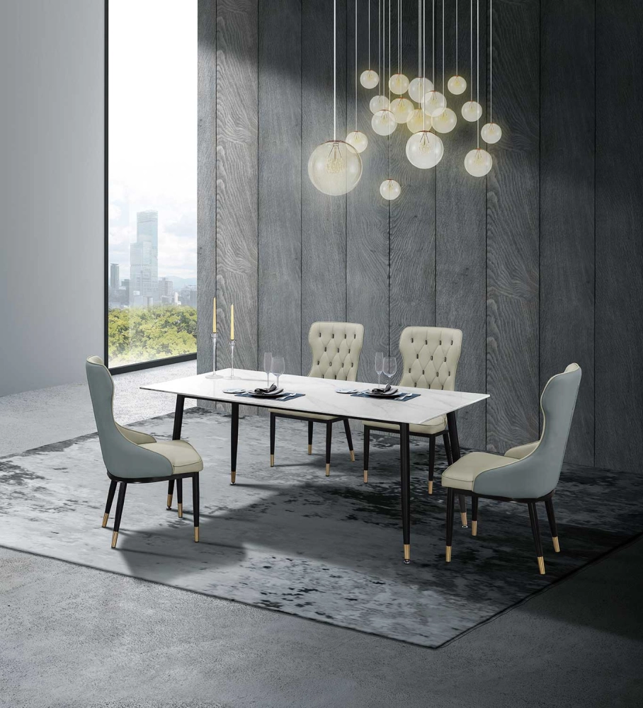 吉麗岩板餐桌/瓦爾納皮餐椅