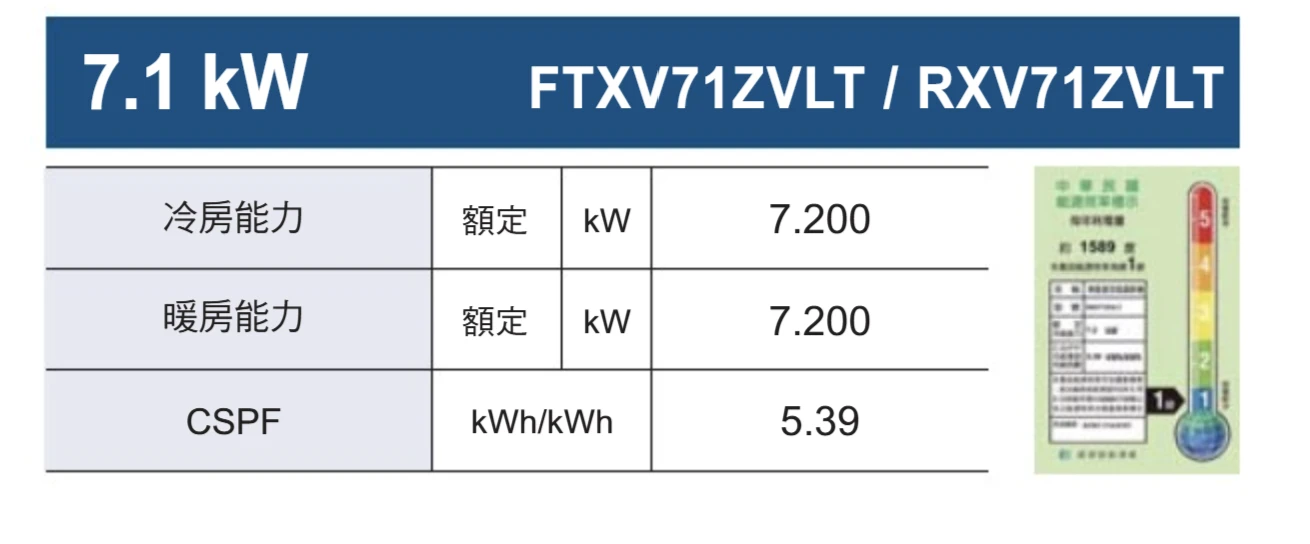 大金大關RXV/FTXV71ZVLT冷暖變頻分離式
