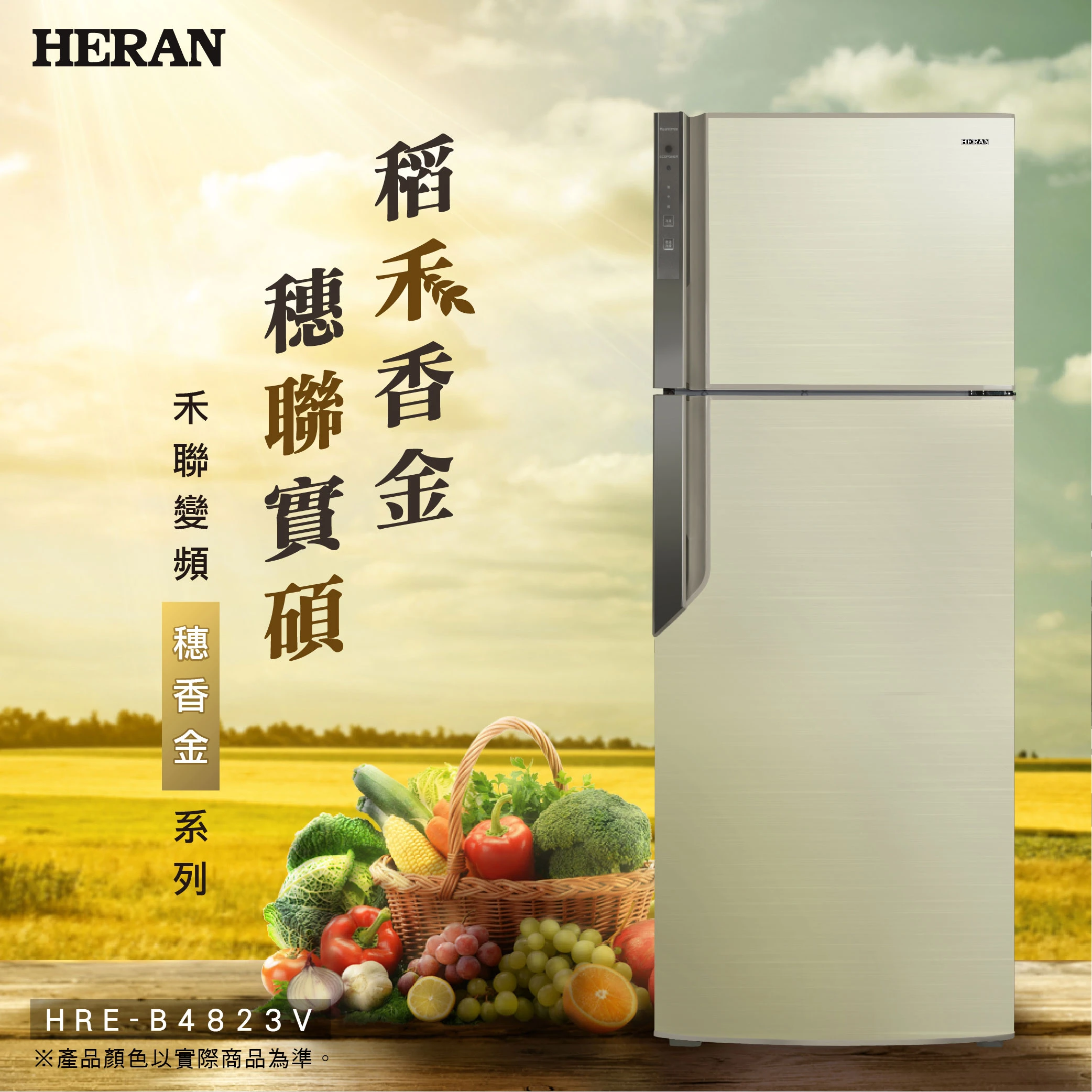 禾聯HRE-B4823V變頻雙門電冰箱485L