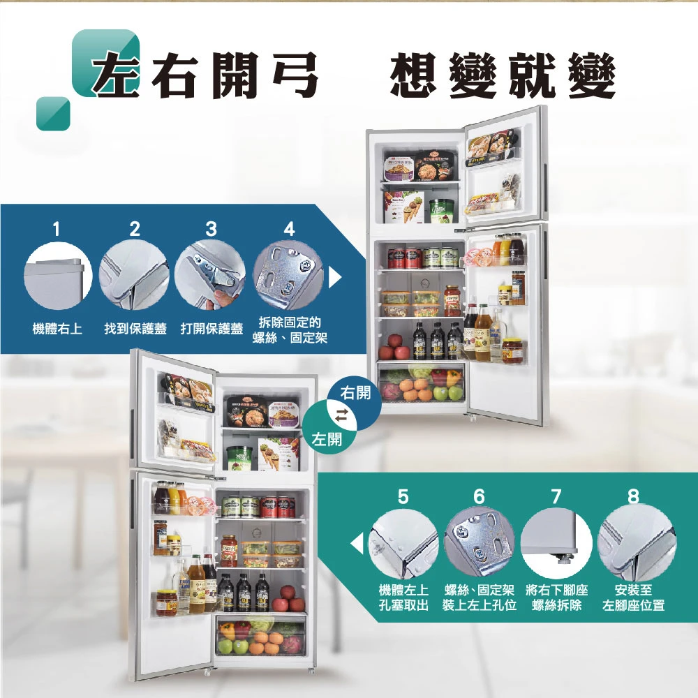 禾聯HRE-B2061V變頻雙門窄身電冰箱201L