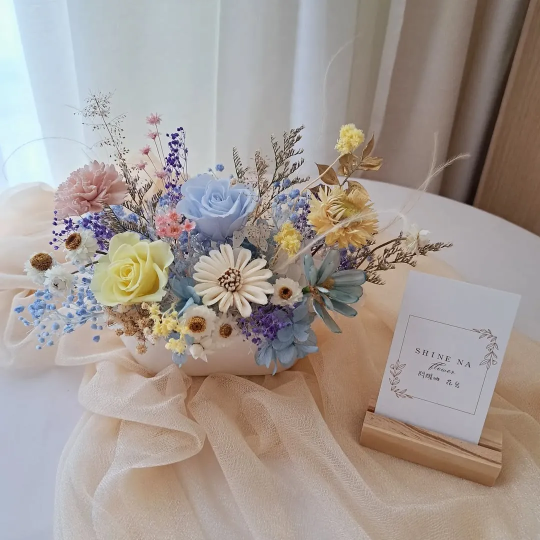 黃藍配色小長型小桌花
