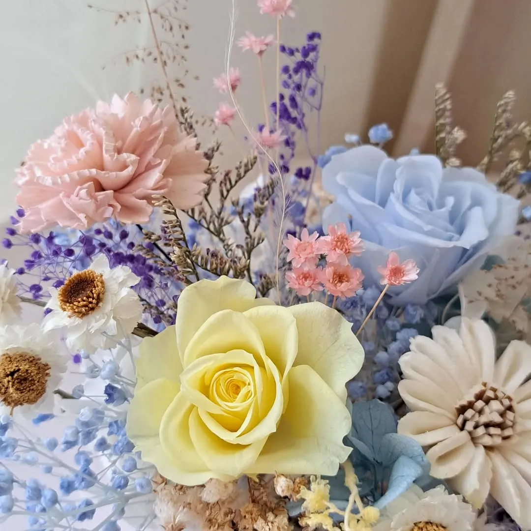 黃藍配色小長型小桌花