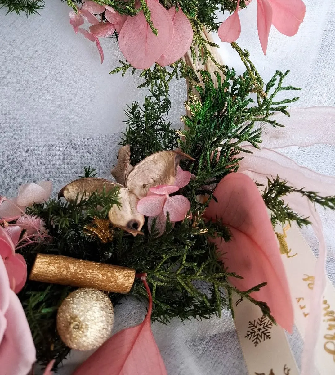 粉金唯美Rose浪漫聖誕花圈