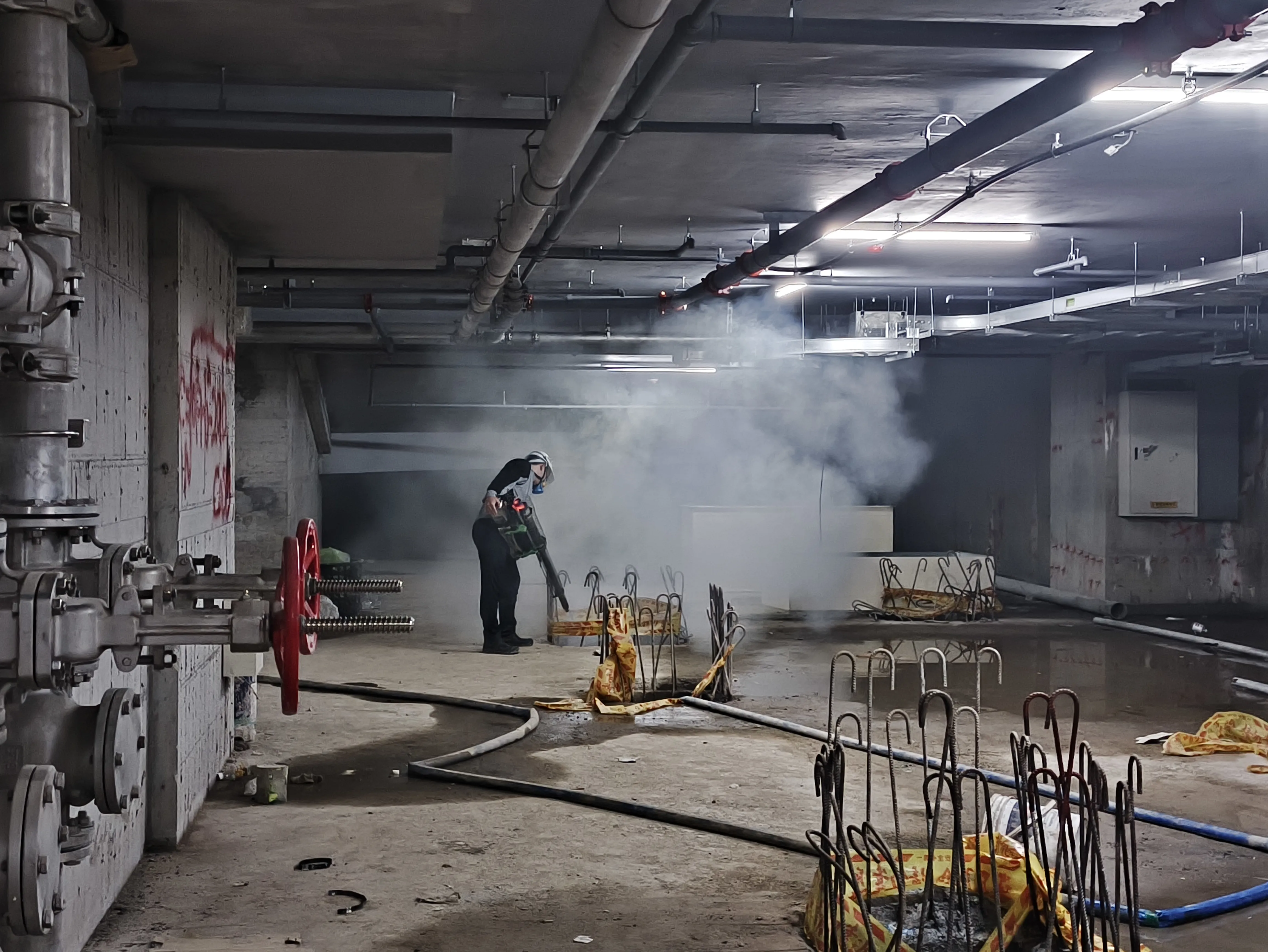 工地筏基坑消毒