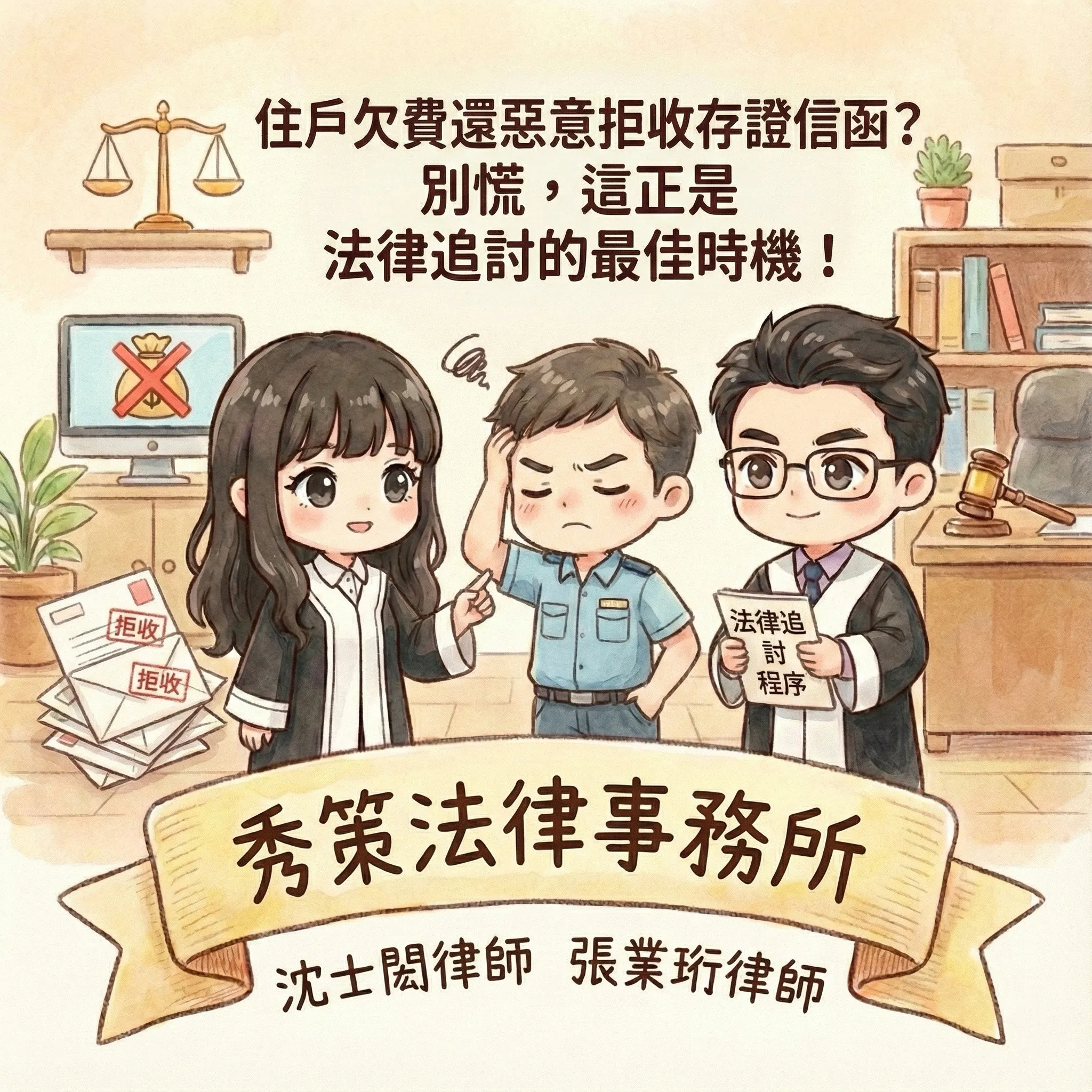 住戶欠費還惡意拒收存證信函？別慌，這正是法律追討的最佳時機！　社區法律顧問 / 新莊區律師推薦 / 台北律師推薦 / 社區訴訟律師推薦／台北律師事務所／台北律師推薦