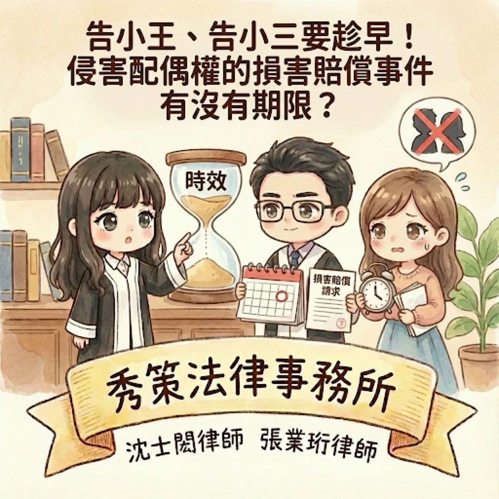 告小王、告小三要趁早！侵害配偶權的損害賠償事件有沒有期限？ 外遇訴訟律師 / 外遇訴訟律師推薦 / 台北外遇訴訟律師 / 台北外遇訴訟律師推薦 / 新莊外遇訴訟律師 / 新莊外遇訴訟律師推薦