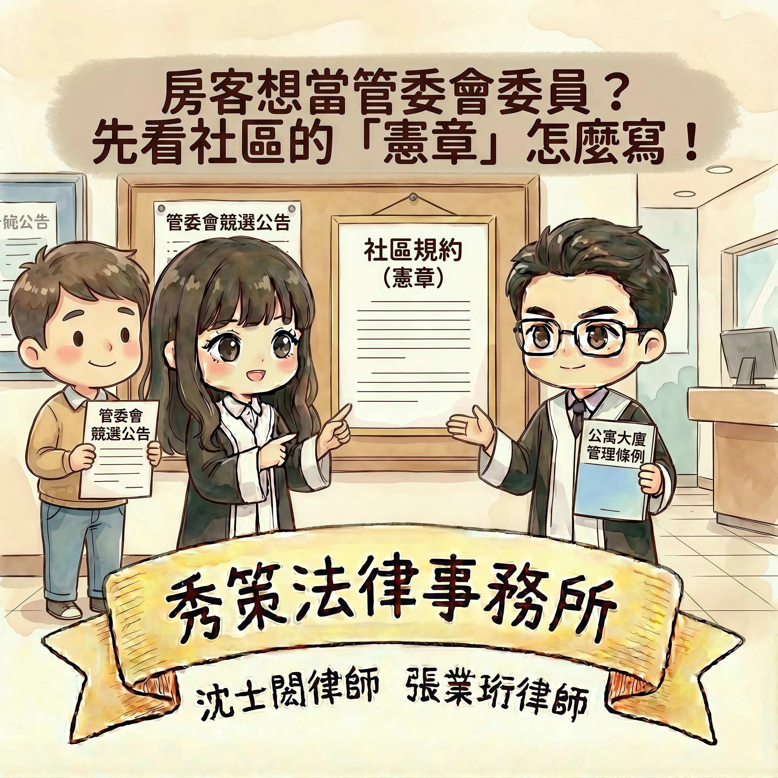 房客想當管委會委員？先看社區的「憲章」怎麼寫！　社區法律顧問 / 新莊區律師推薦 / 台北律師推薦 / 社區訴訟律師推薦／台北律師事務所／台北律師推薦