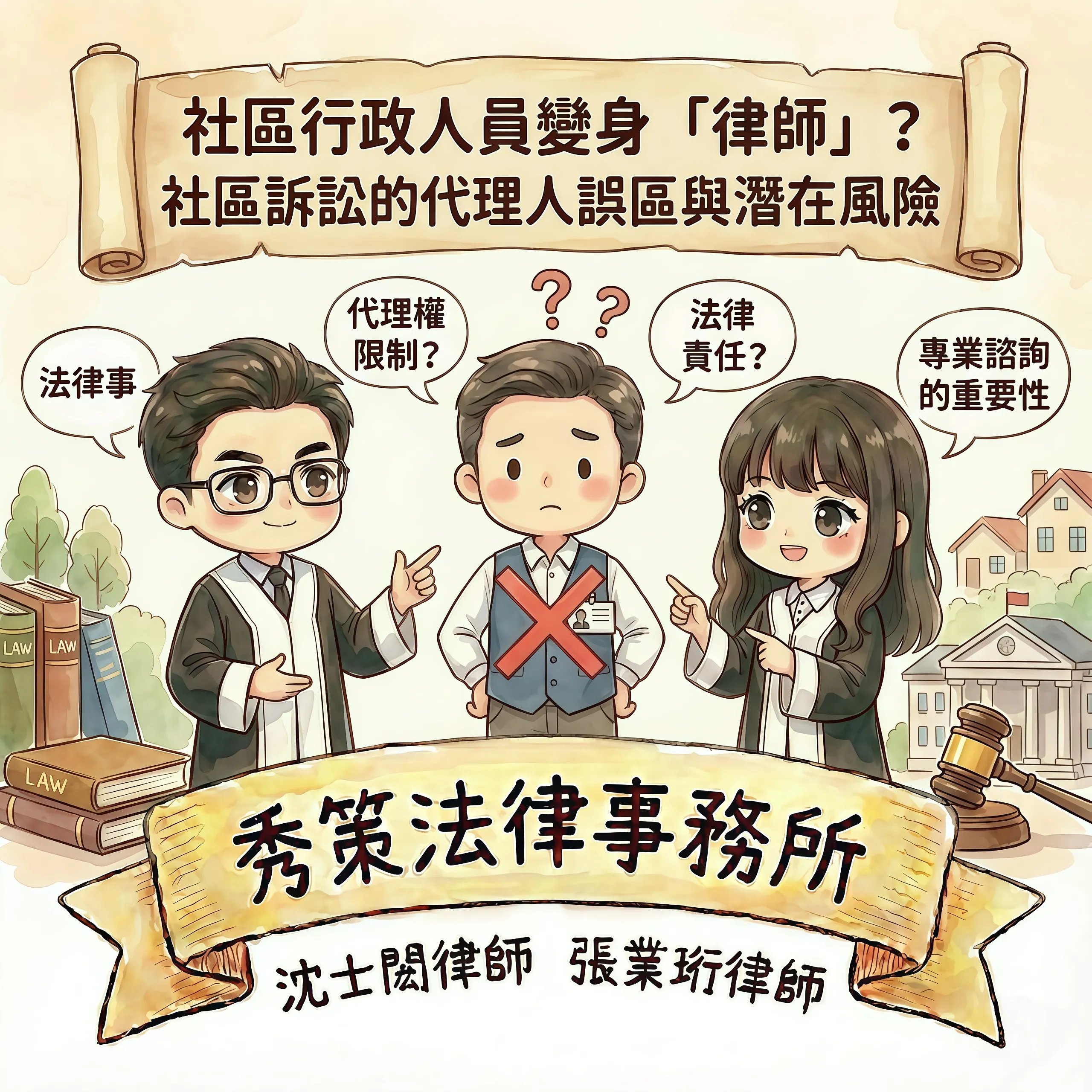 社區行政人員變身「律師」？社區訴訟的代理人誤區與潛在風險　社區法律顧問 / 新莊區律師推薦 / 台北律師推薦 / 社區訴訟律師推薦／台北律師事務所／台北律師推薦