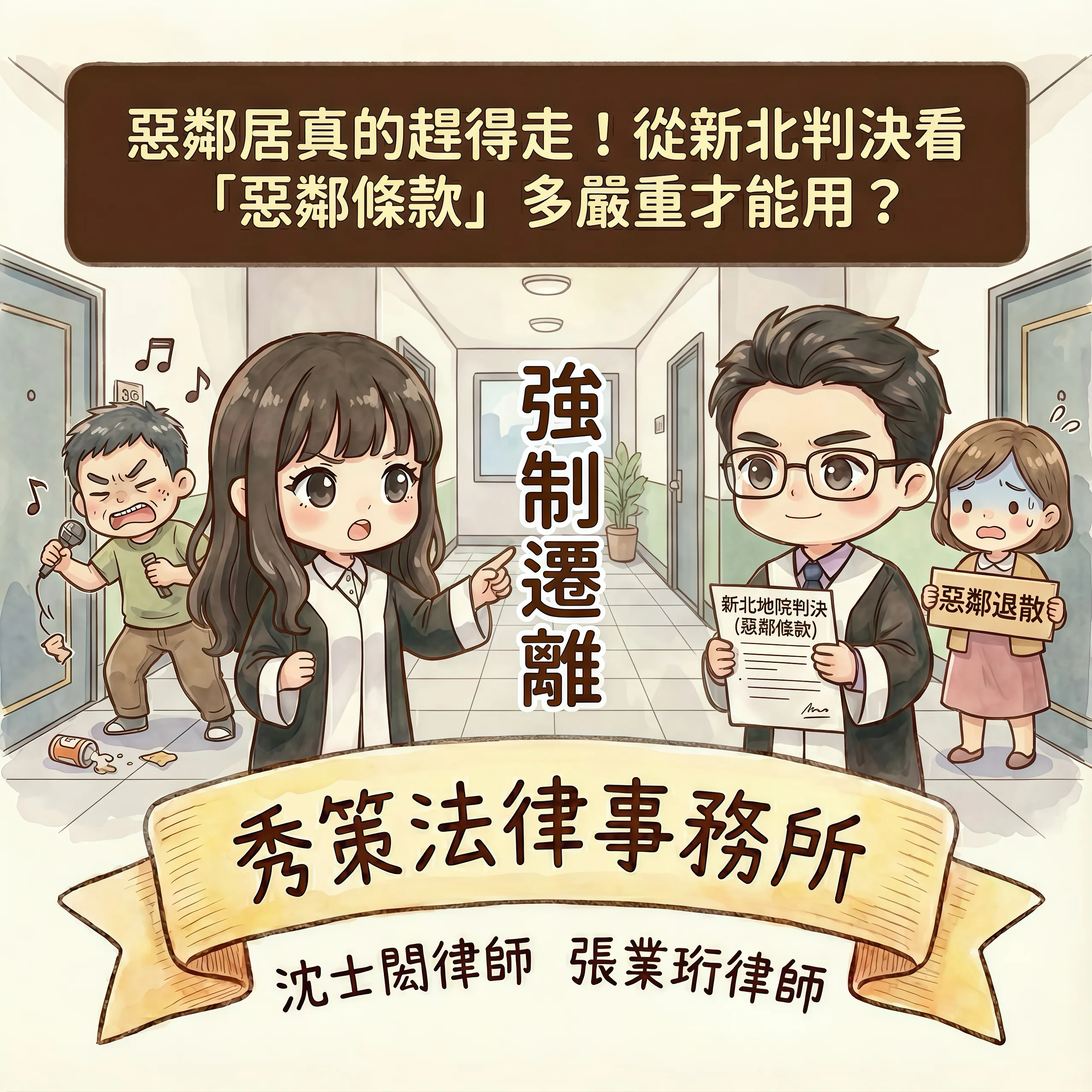 惡鄰居真的趕得走！從新北判決看「惡鄰條款」多嚴重才能用？  社區法律顧問 / 新莊區律師推薦 / 台北律師推薦 / 社區訴訟律師推薦／台北律師事務所／台北律師推薦